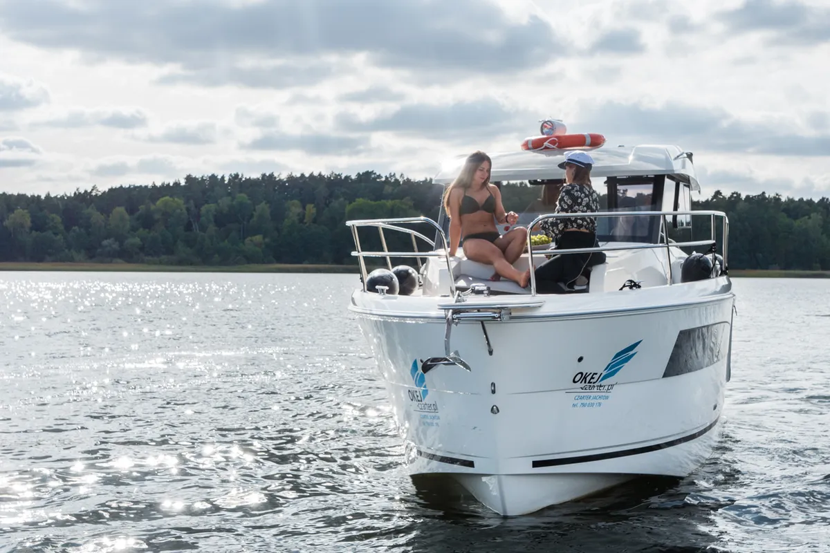 Exterior view of Balt 918 Titanium, a motorboat at Wilkasy, Poland