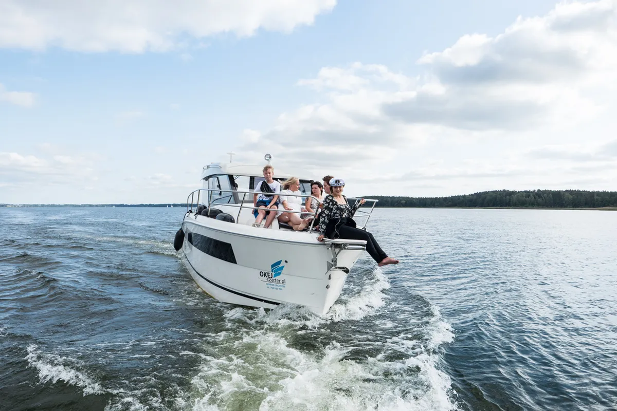 Exterior view of Balt 918 Titanium, a motorboat at Wilkasy, Poland