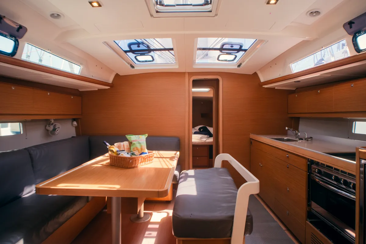 Galley of Nora, a Dufour 460 Grand Large sailboat at Olbia, Italy