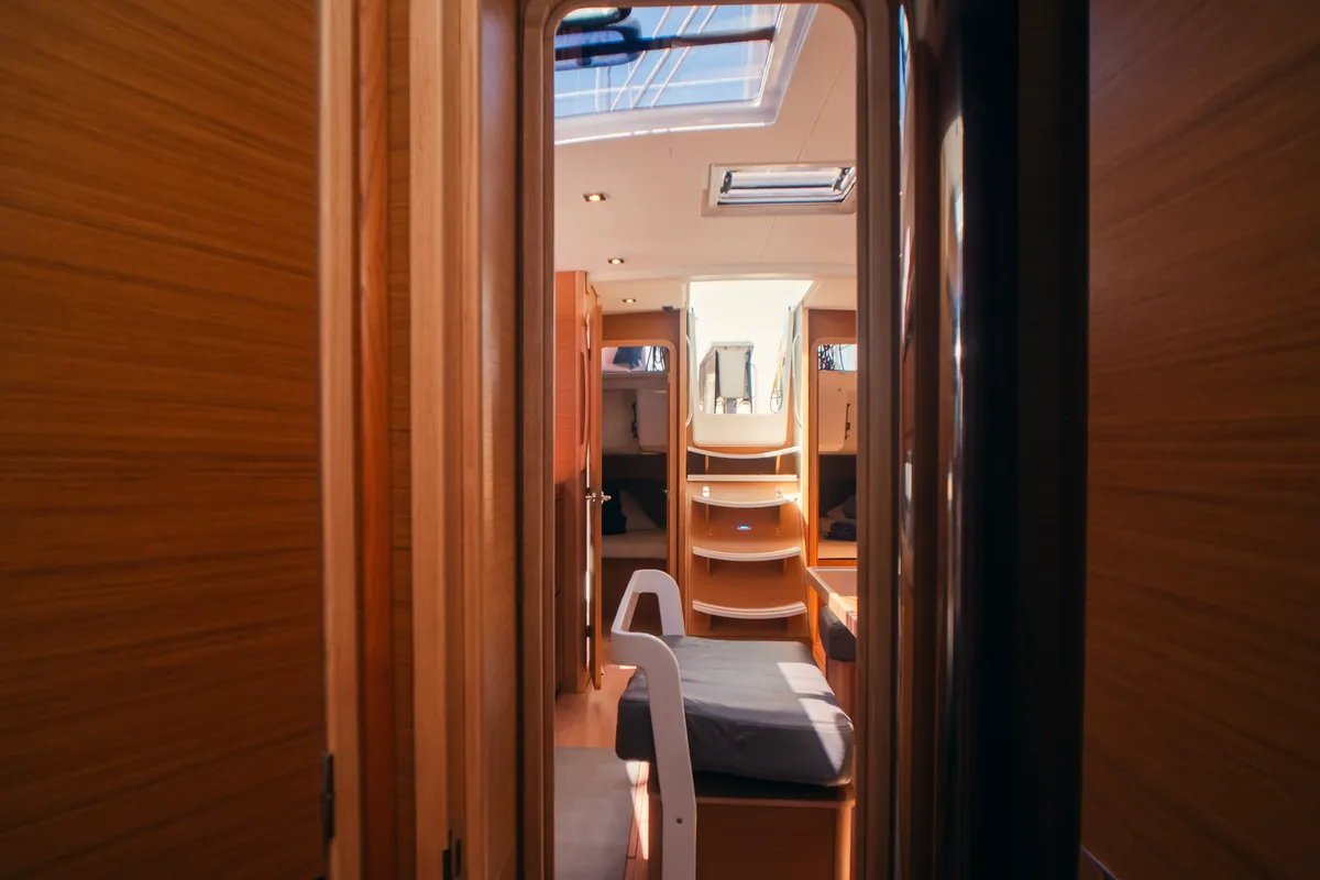 Salon of Nora, a Dufour 460 Grand Large sailboat at Olbia, Italy