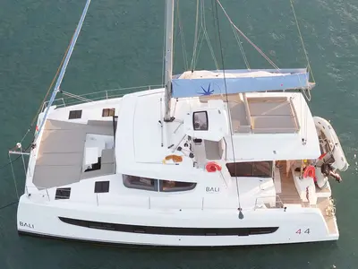 Galley of Ptarmigan, a Bali 4.4 catamaran at Central Abaco, Bahamas