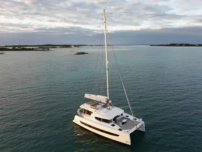 Ptarmigan, a Bali 4.4 catamaran at Central Abaco, Bahamas
