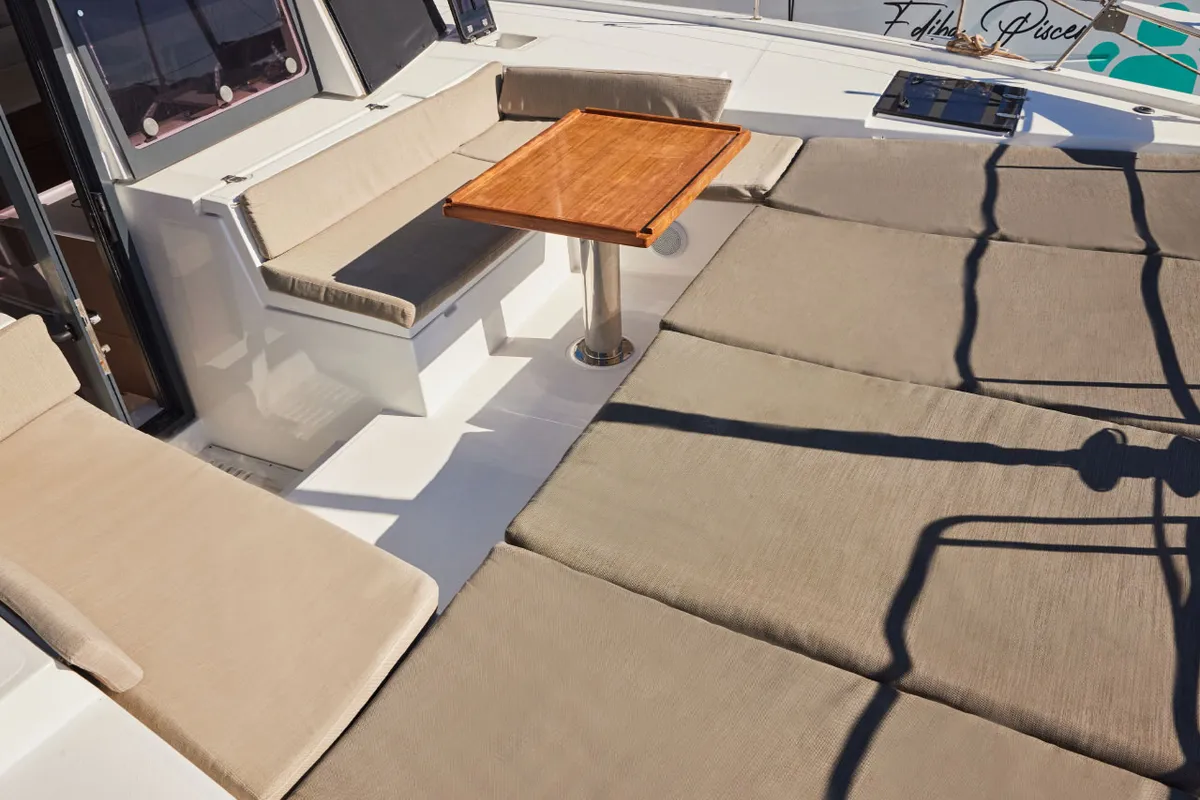 Deck of Toddler, a Bali 4.2 catamaran at Marmaris, Turkey