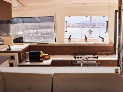 Galley of Toddler, a Bali 4.2 catamaran at Marmaris, Turkey