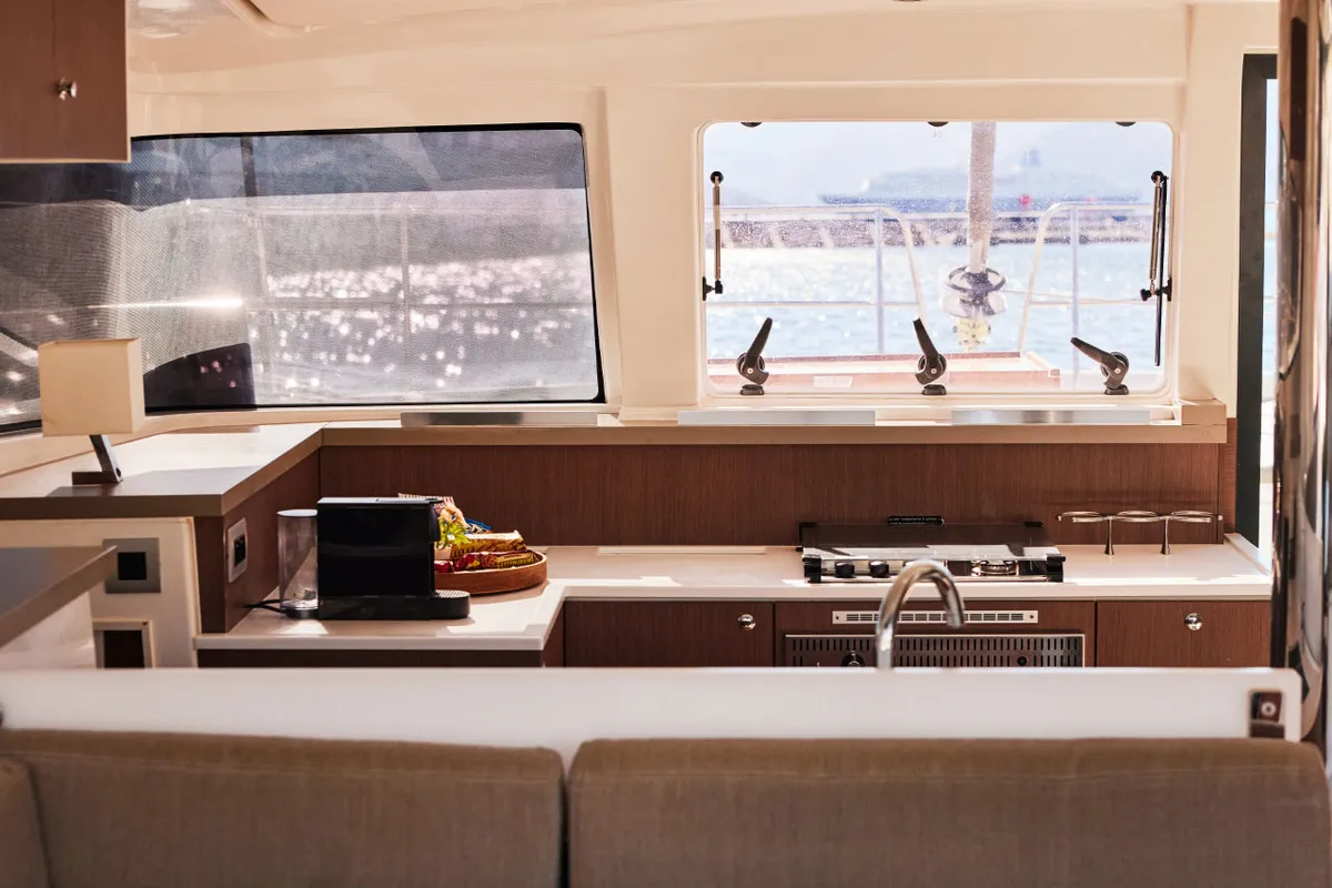 Galley of Toddler, a Bali 4.2 catamaran at Marmaris, Turkey