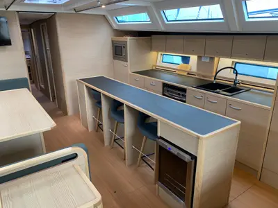 Galley of Ocean's Blue, a D&D Kufner 54 sailboat at Punat, Croatia