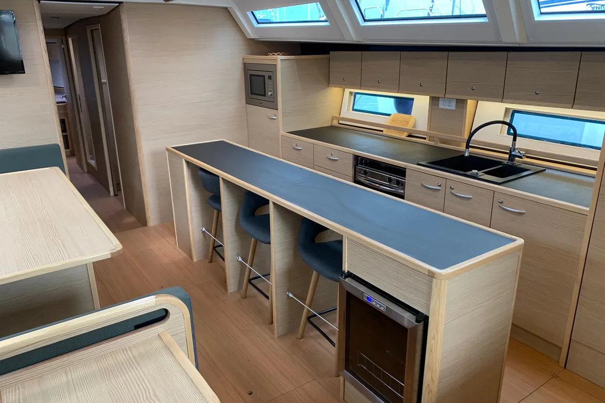 Galley of Ocean's Blue, a D&D Kufner 54 sailboat at Punat, Croatia