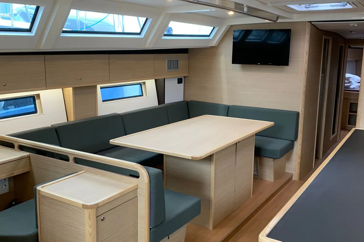 Salon of Ocean's Blue, a D&D Kufner 54 sailboat at Punat, Croatia