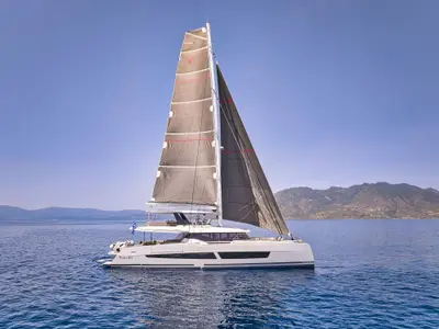 Aloia 80, a Fountaine Pajot Thira 80 catamaran at Municipal Unit of Nea Peramos, Greece
