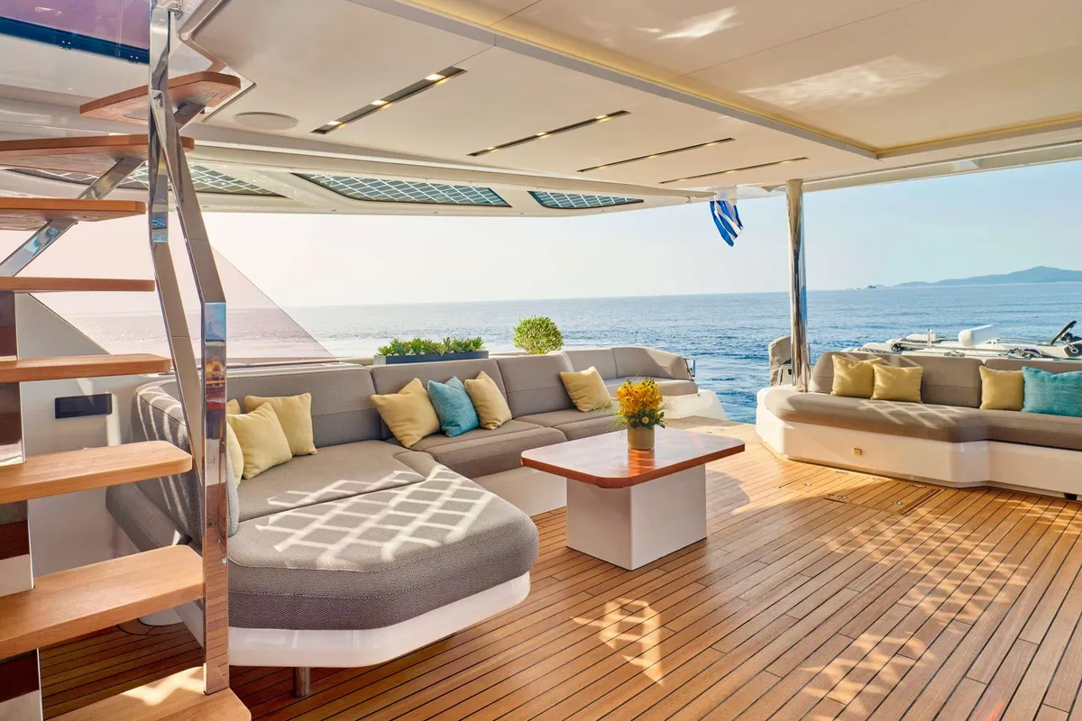 Aloia 80, a Fountaine Pajot Thira 80 catamaran at Municipal Unit of Nea Peramos, Greece