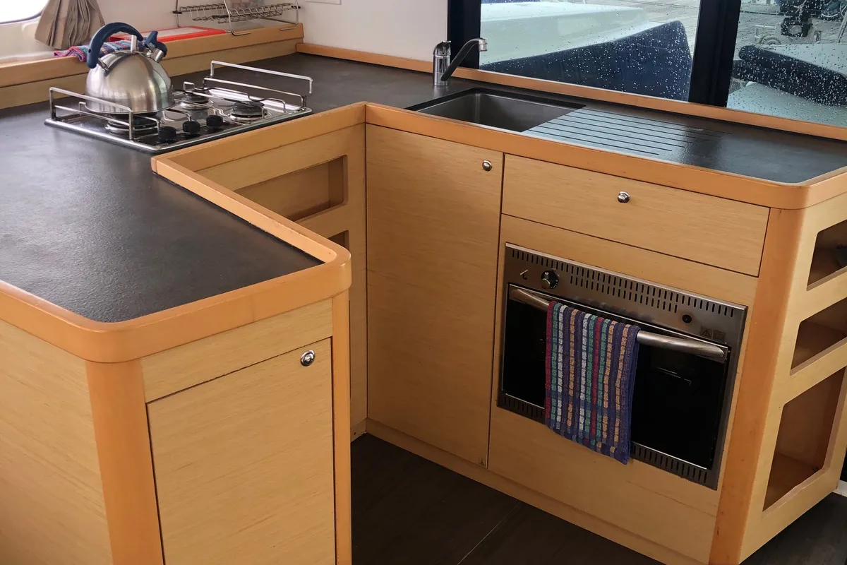 Galley of Oscar VI, a Lagoon 42 catamaran at Alameda, United States