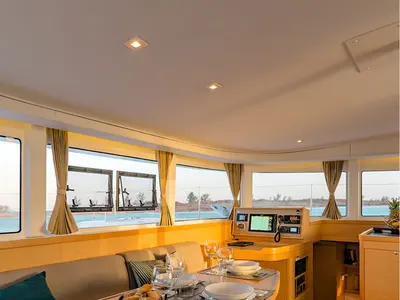 Salon of Oscar VI, a Lagoon 42 catamaran at Alameda, United States