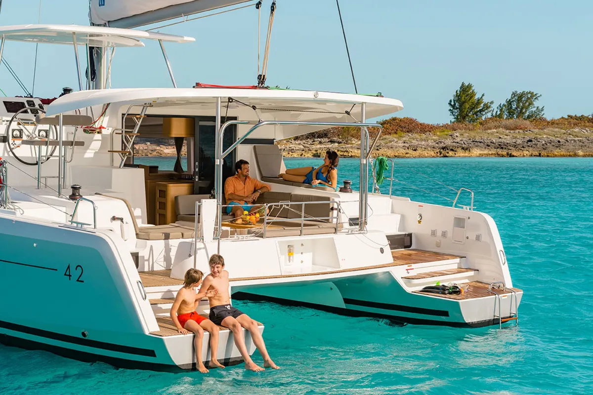 Exterior view of Oscar VI, a Lagoon 42 catamaran at Alameda, United States