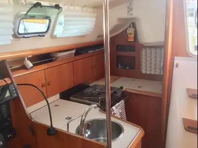 Galley of Iason, a Jeanneau Sun Odyssey 32 sailboat at Kontokali, Greece
