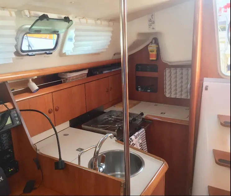 Galley of Iason, a Jeanneau Sun Odyssey 32 sailboat at Kontokali, Greece