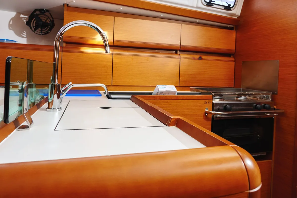 Galley of Tortuga, a Jeanneau Sun Odyssey 449 sailboat at Rogač, Croatia
