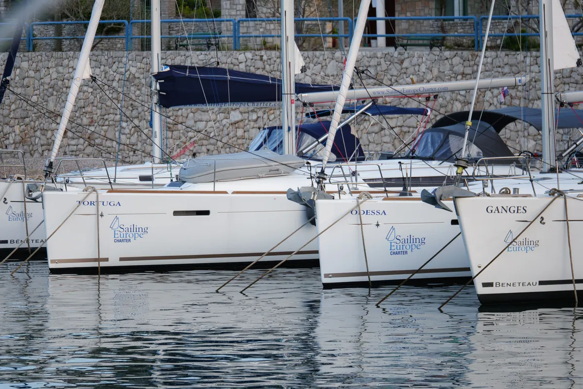 Exterior view of Tortuga, a Jeanneau Sun Odyssey 449 sailboat at Rogač, Croatia