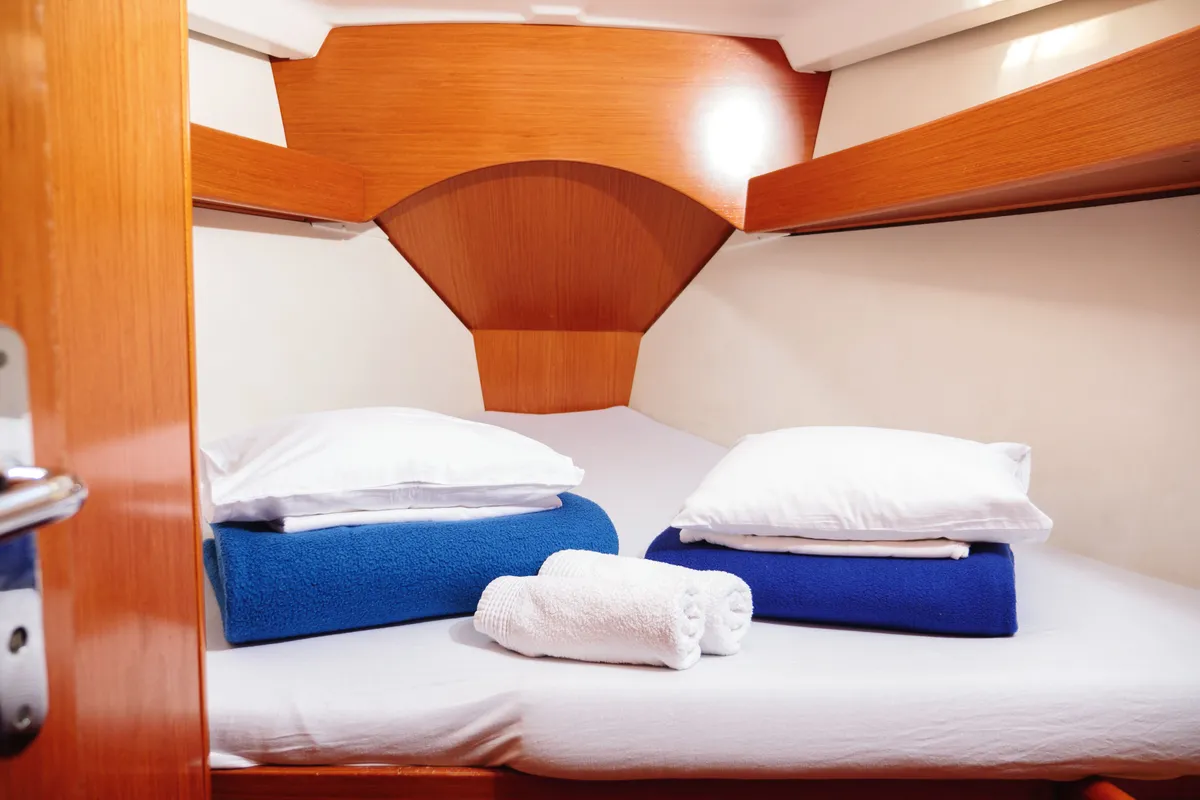 Cabin on Tortuga, a Jeanneau Sun Odyssey 449 sailboat at Rogač, Croatia