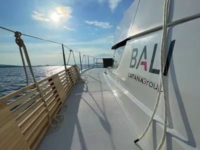 Deck of Sail and Adventure, a Bali 4.2 catamaran at Pirovac, Croatia