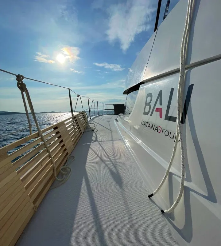 Deck of Sail and Adventure, a Bali 4.2 catamaran at Pirovac, Croatia