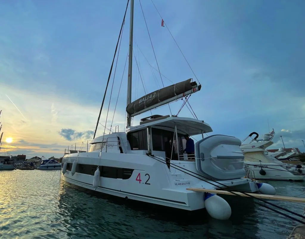 Exterior view of Sail and Adventure, a Bali 4.2 catamaran at Pirovac, Croatia