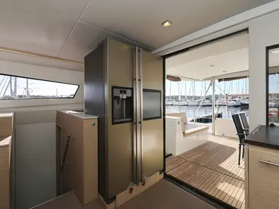 Salon of Rozi V, a Bali 4.5 catamaran at Općina Rogoznica, Croatia