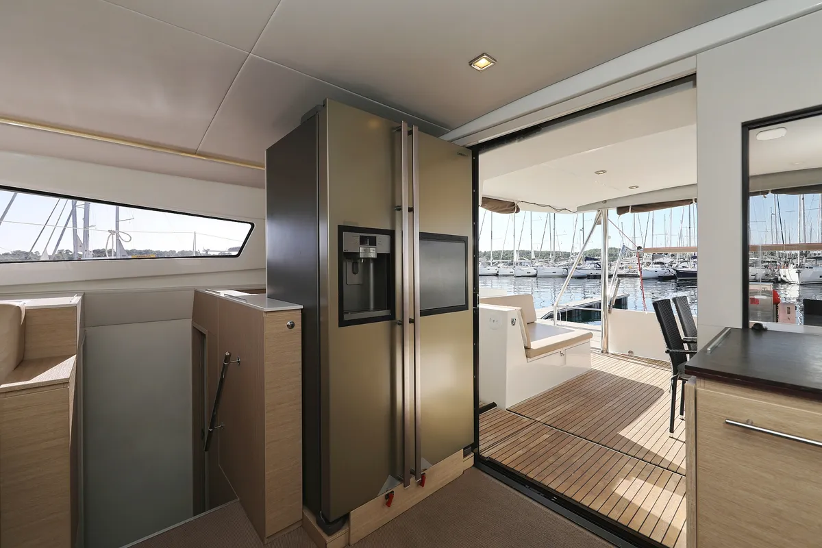 Salon of Rozi V, a Bali 4.5 catamaran at Općina Rogoznica, Croatia