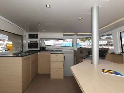 Galley of Rozi V, a Bali 4.5 catamaran at Općina Rogoznica, Croatia