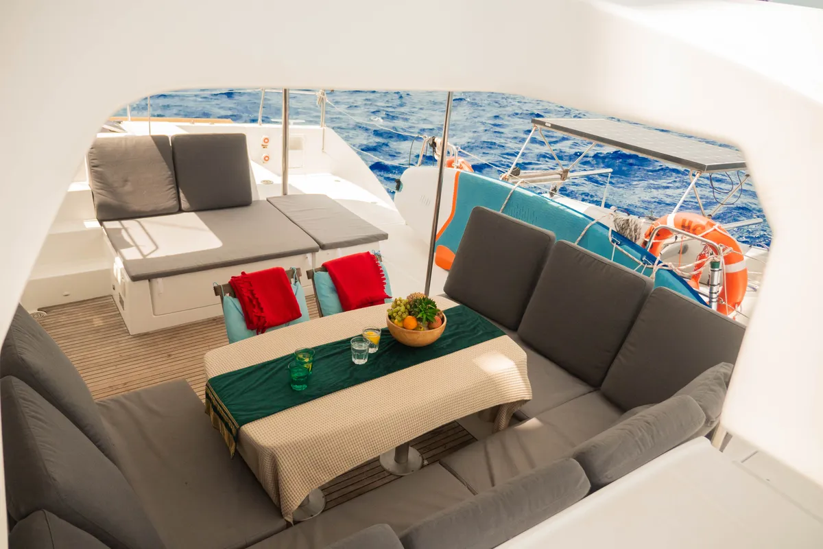 Deck of Butterfly, a Lagoon 450 F - 4 + 2 cab. catamaran at Azam Marina, Tanzania