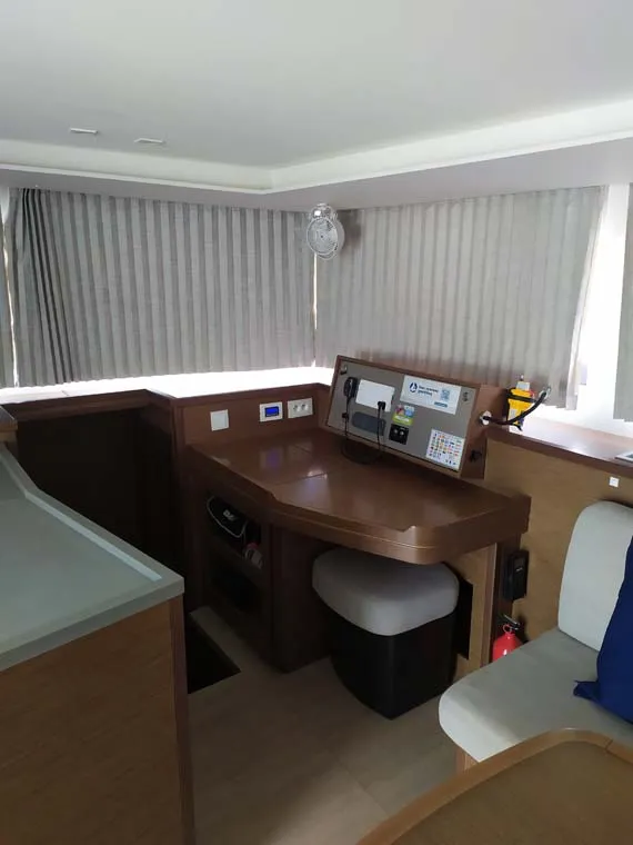 Salon of Twin elli, a Lagoon 450 S catamaran at Palma de Mallorca, Spain