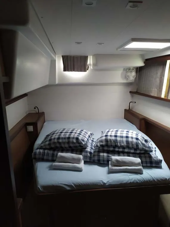 Cabin on Twin elli, a Lagoon 450 S catamaran at Palma de Mallorca, Spain