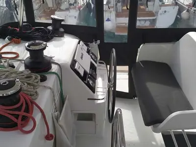 Cockpit of Twin elli, a Lagoon 450 S catamaran at Palma de Mallorca, Spain