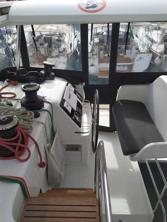 Cockpit of Twin elli, a Lagoon 450 S catamaran at Palma de Mallorca, Spain