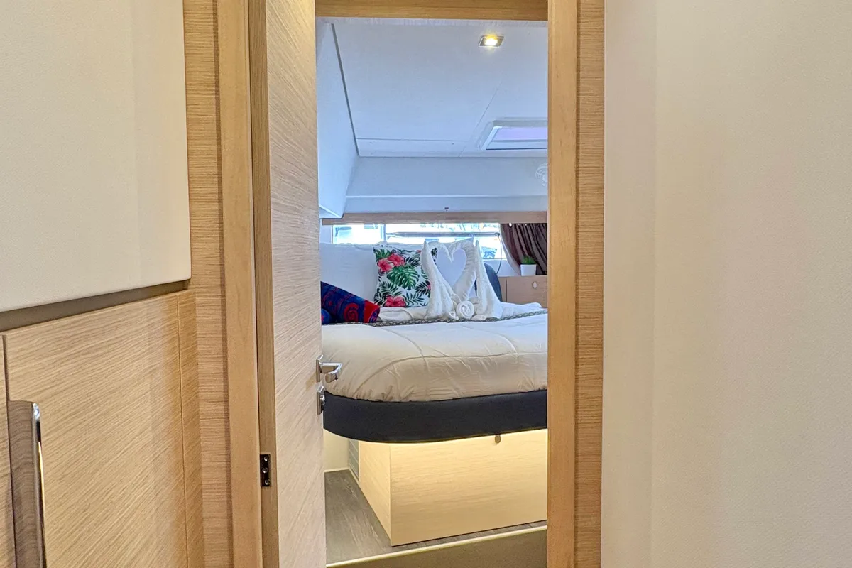 Cabin on Emma Rose, a Fountaine Pajot FP 44 Quatuor catamaran at Parham Town, British Virgin Islands