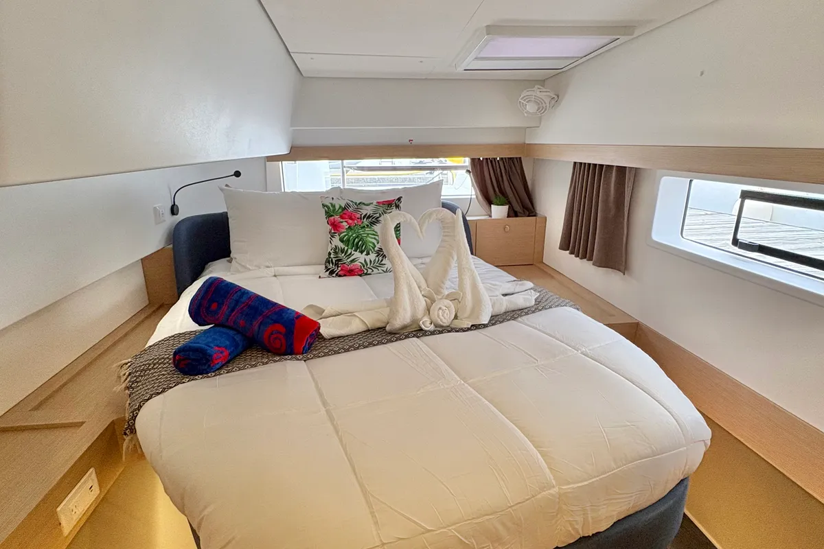Cabin on Emma Rose, a Fountaine Pajot FP 44 Quatuor catamaran at Parham Town, British Virgin Islands