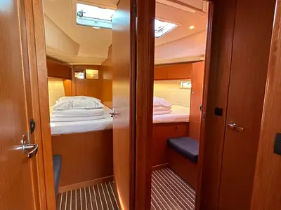 Cabin on Rava, a Bavaria Cruiser 46 sailboat at Sukošan, Croatia