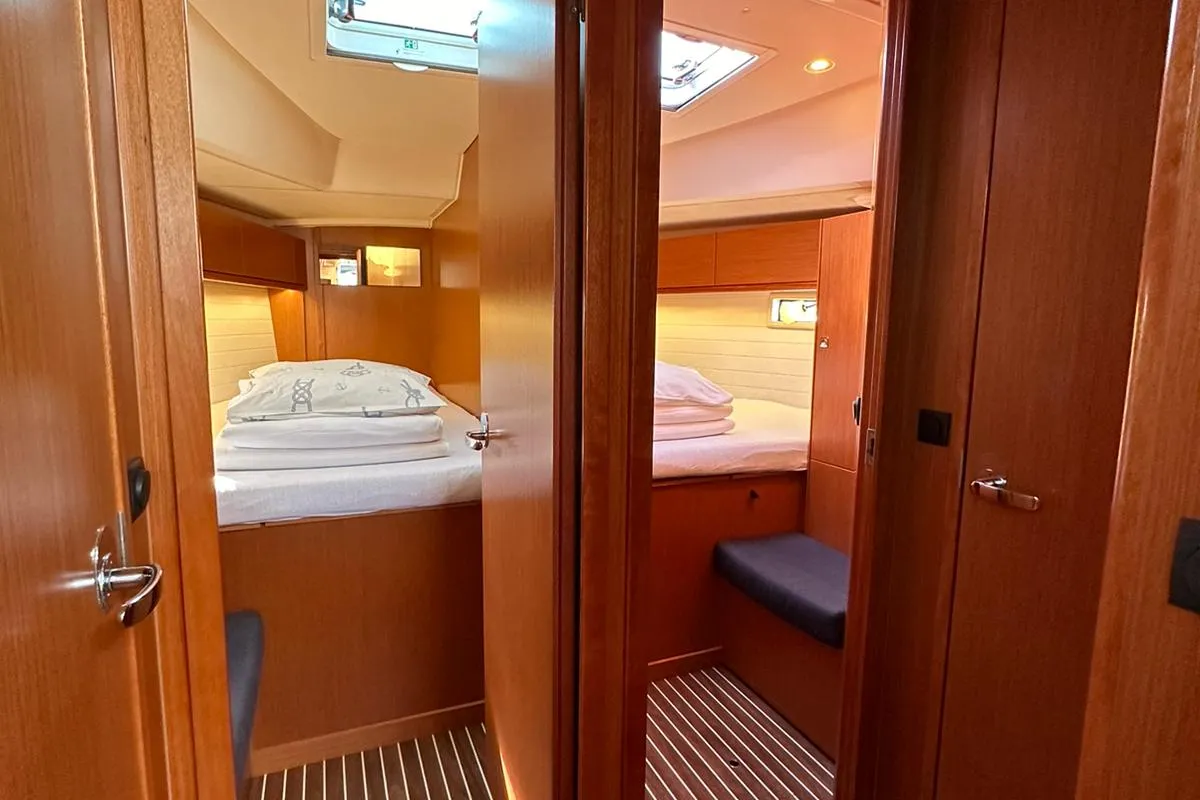 Cabin on Rava, a Bavaria Cruiser 46 sailboat at Sukošan, Croatia