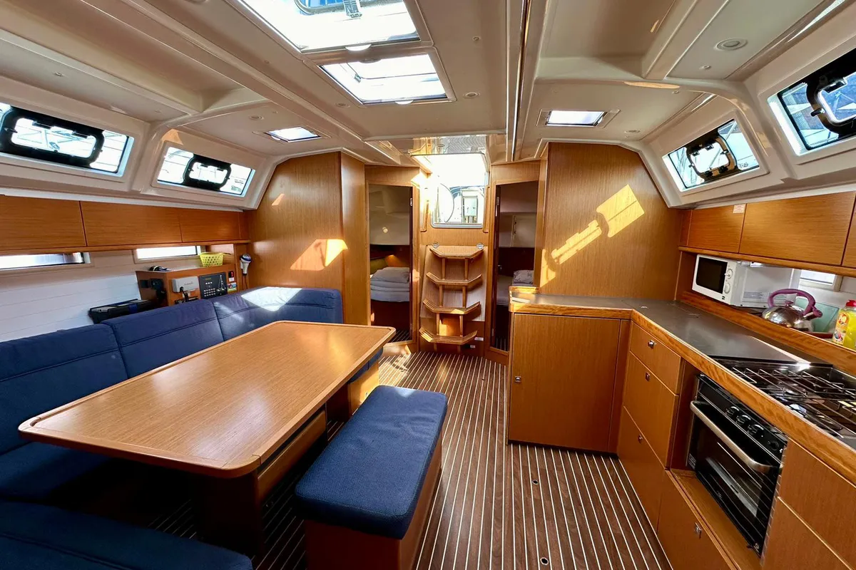 Salon of Rava, a Bavaria Cruiser 46 sailboat at Sukošan, Croatia
