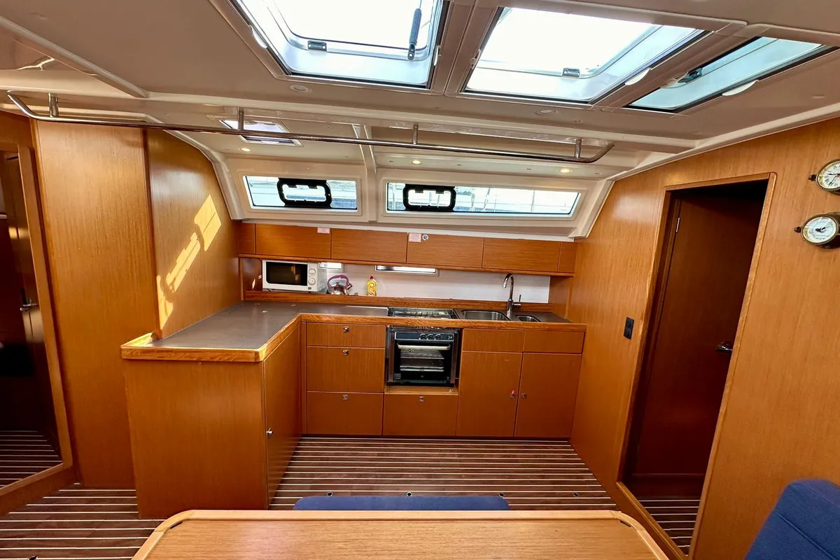 Galley of Rava, a Bavaria Cruiser 46 sailboat at Sukošan, Croatia