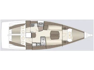 Floor plan of Lieutenant Dan, a Dehler 38 sailboat at Punat, Croatia