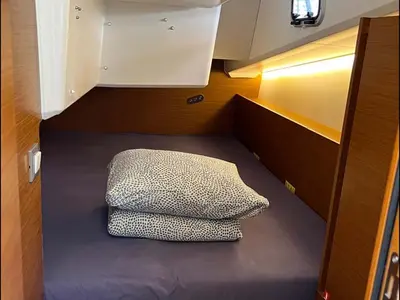 Cabin on Golden eye, a Jeanneau Sun Odyssey 380 sailboat at Palma de Mallorca, Spain