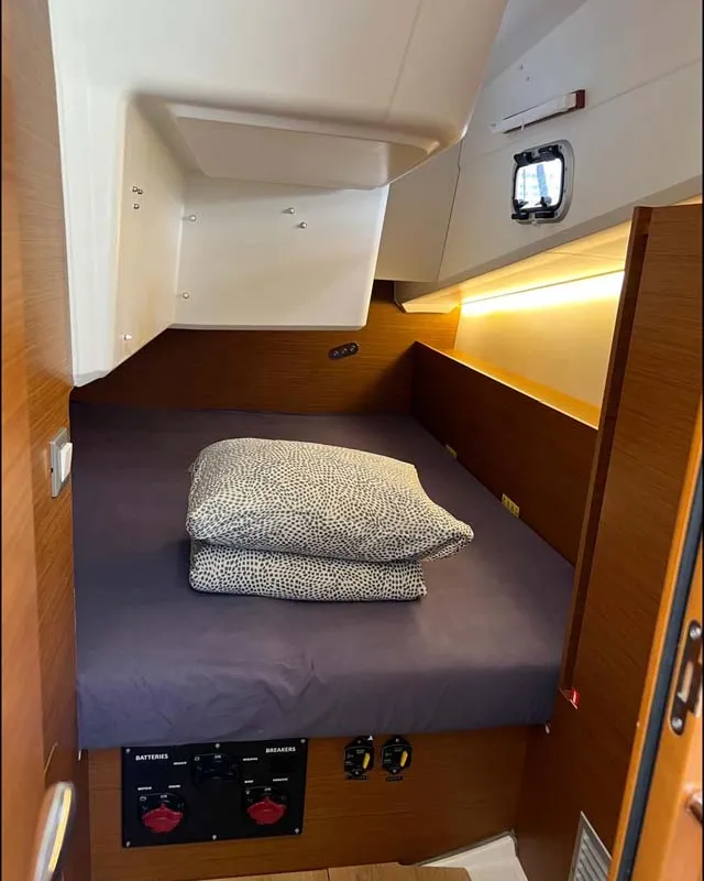 Cabin on Golden eye, a Jeanneau Sun Odyssey 380 sailboat at Palma de Mallorca, Spain