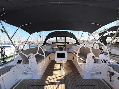 Cockpit of Sirius, a Bavaria Cruiser 46 sailboat at Grad Pula, Croatia