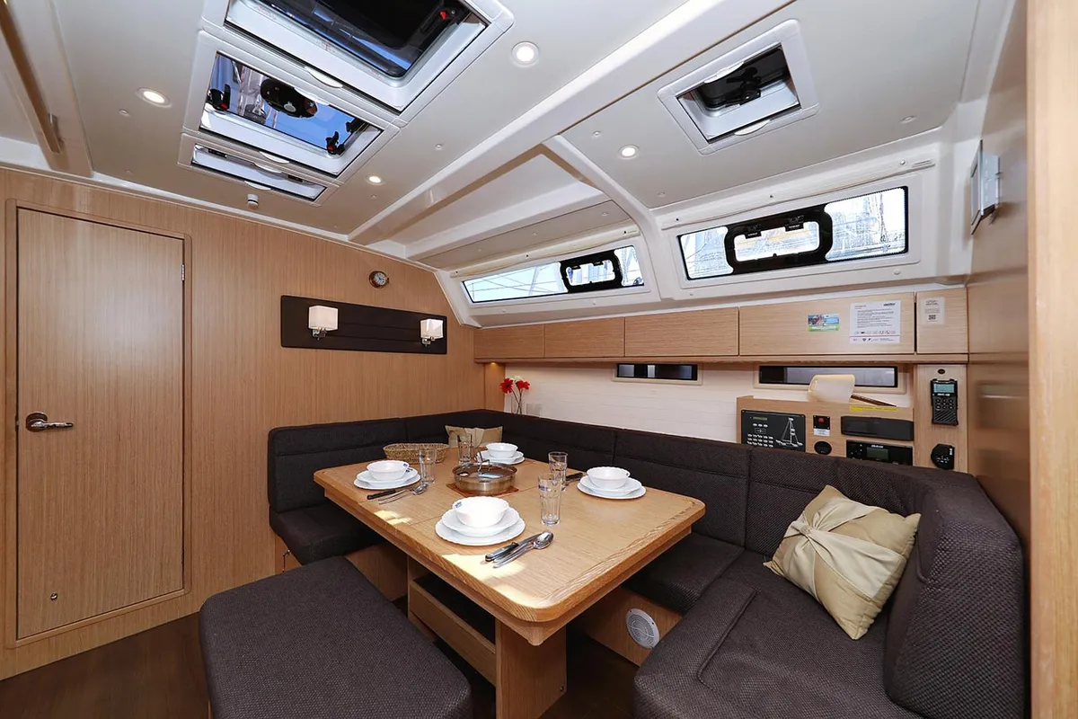 Salon of Sirius, a Bavaria Cruiser 46 sailboat at Grad Pula, Croatia