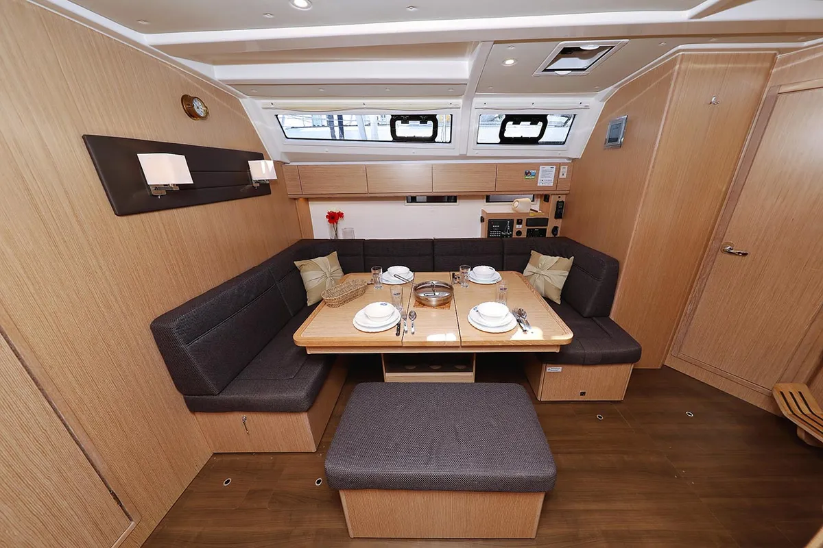 Salon of Sirius, a Bavaria Cruiser 46 sailboat at Grad Pula, Croatia