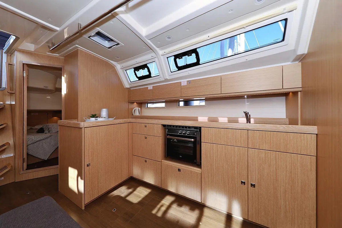 Galley of Sirius, a Bavaria Cruiser 46 sailboat at Grad Pula, Croatia