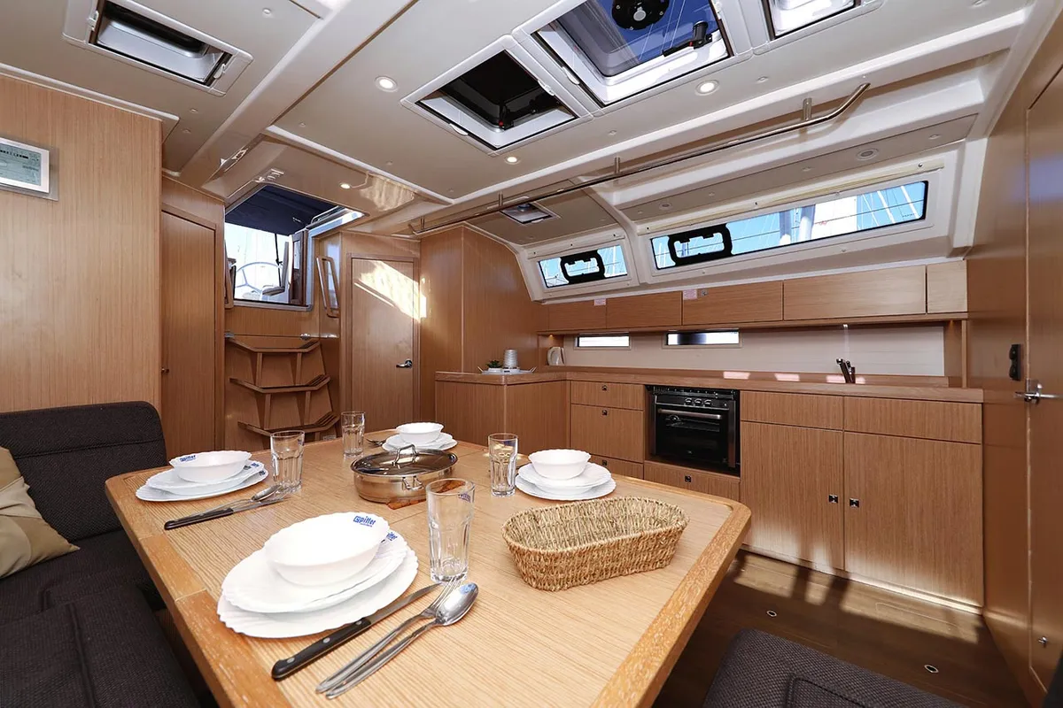Salon of Sirius, a Bavaria Cruiser 46 sailboat at Grad Pula, Croatia
