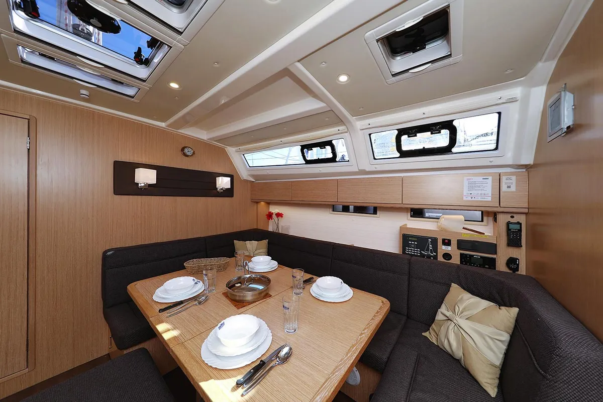 Salon of Sirius, a Bavaria Cruiser 46 sailboat at Grad Pula, Croatia