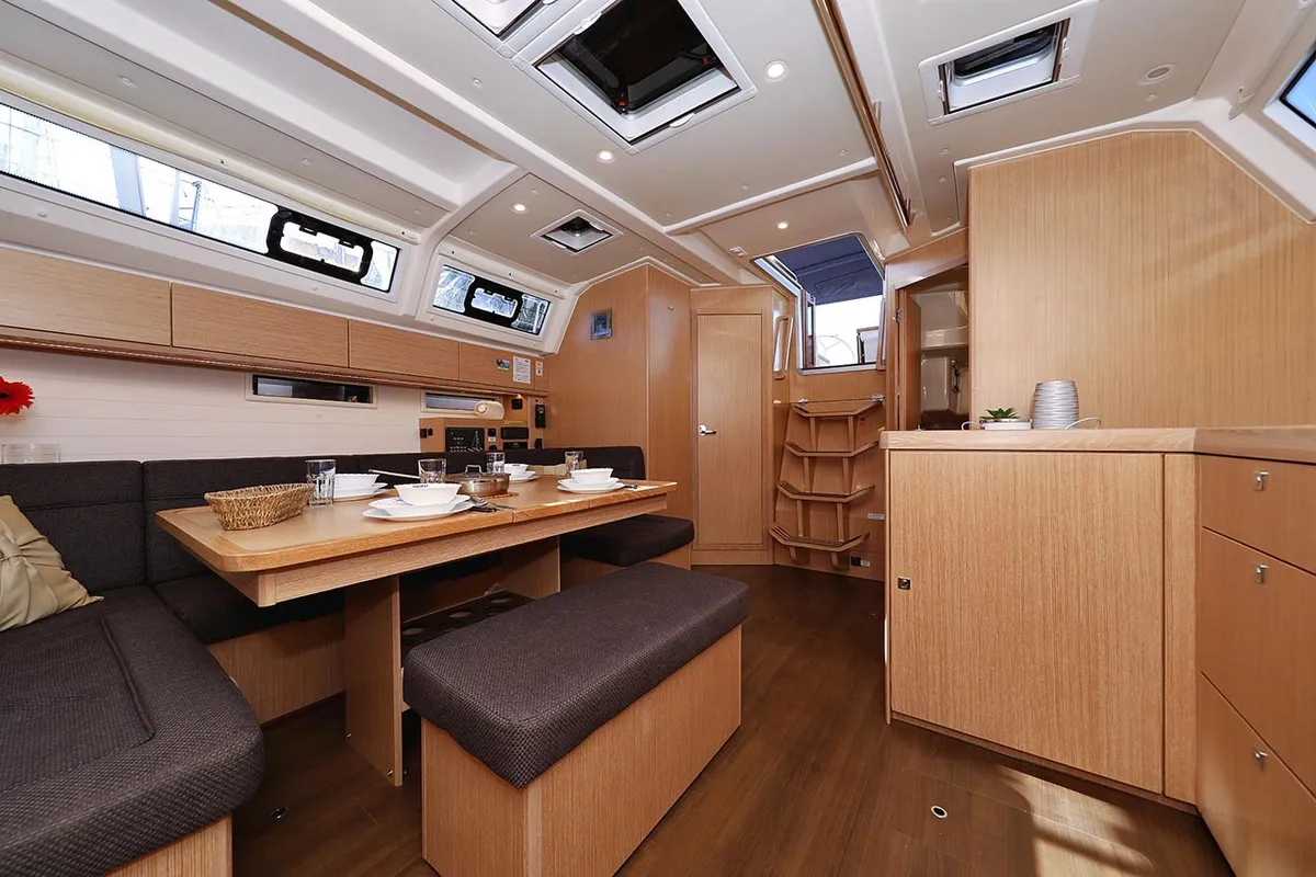 Salon of Sirius, a Bavaria Cruiser 46 sailboat at Grad Pula, Croatia