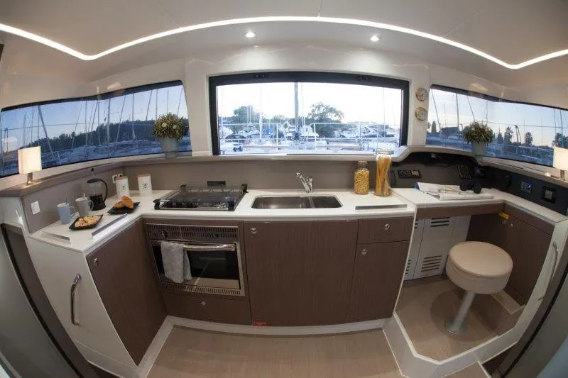 Galley of Hephaestus, a Bali 4.1 catamaran at Benitses, Greece